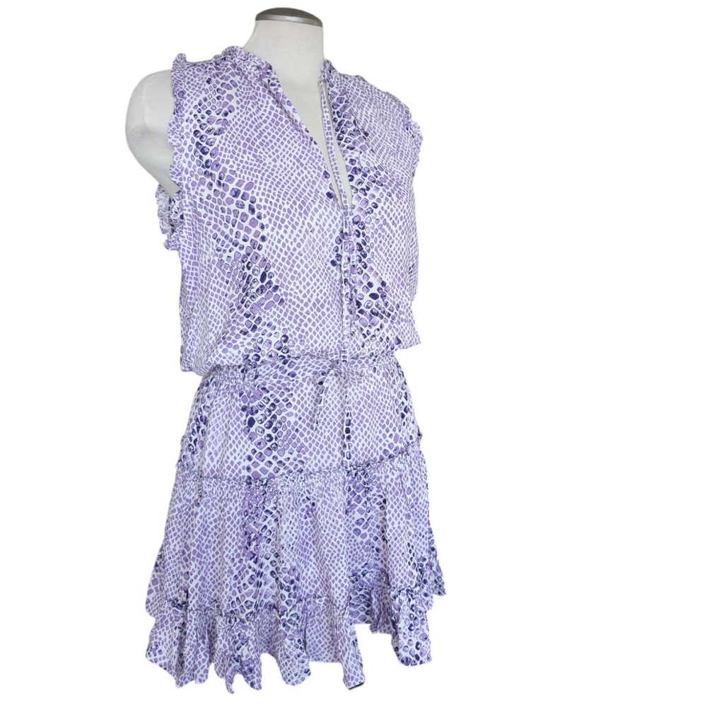 BuddyLove Purple Whimsical Print Ruffled dress size L
